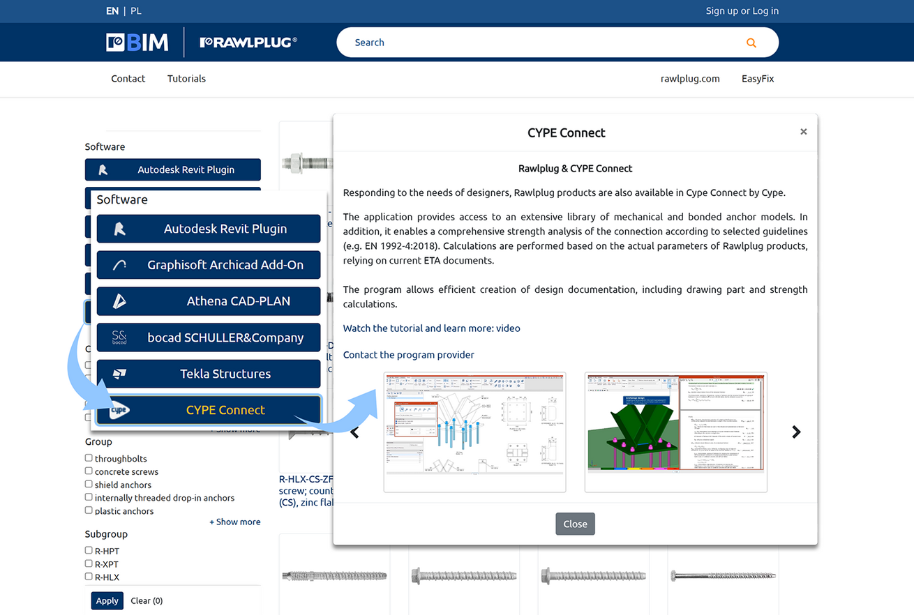 BIM Cype Connect panel